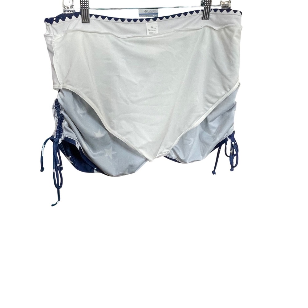 Womens Unbranded Blue White Star Print Ruched Swim Skirt High Waisted  Bottom XL - Picture 6 of 6